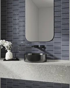 Mosaic effect tiles, Effect unicolor, Color navy blue, Ceramics, 15x30 cm, Finish glossy