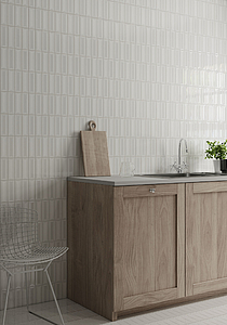 Mosaic effect tiles, Effect unicolor, Color white, Ceramics, 15x30 cm, Finish glossy