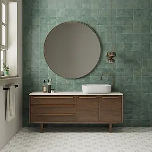 Background tile, Effect terracotta, Color green, Ceramics, 15x15 cm, Finish matte