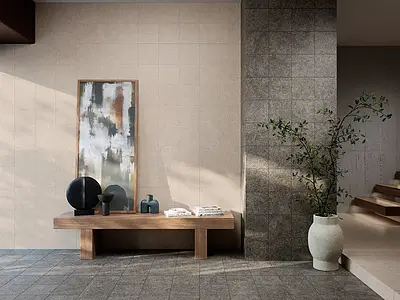 Background tile, Effect concrete, Color beige, Glazed porcelain stoneware, 20x20 cm, Finish antislip