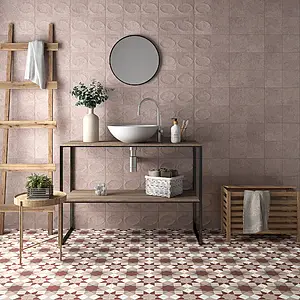 Background tile, Color pink, Ceramics, 15x15 cm, Finish matte