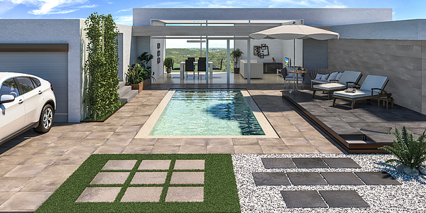 Background tile, Effect other stones, Color black, Glazed porcelain stoneware, 60x60 cm, Finish antislip