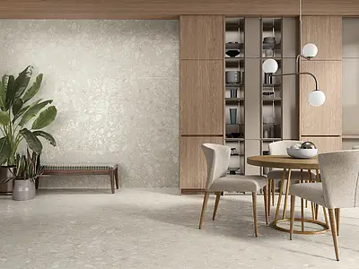 Background tile, Effect terrazzo,other stones, Color beige, Glazed porcelain stoneware, 62x120 cm, Finish Honed