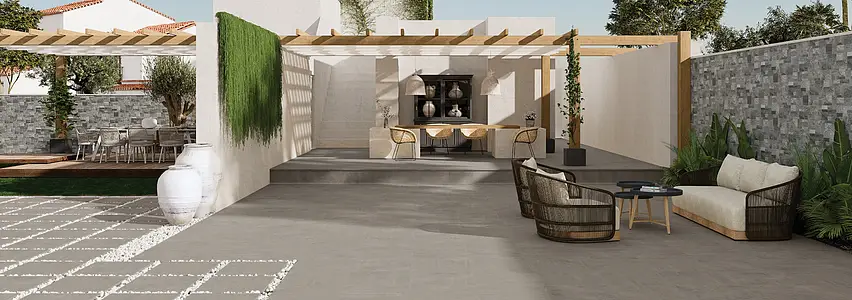 Background tile, Effect concrete, Color grey, Glazed porcelain stoneware, 60x60 cm, Finish antislip