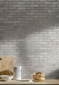 Effekt sten,mursten, Farve grå, Grundflise, Glaseret porcelænsstentøj, 6x25 cm, Overflade mat