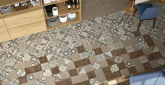 Background tile, Effect terracotta, Color grey,brown, Glazed porcelain stoneware, 20x20 cm, Finish antislip