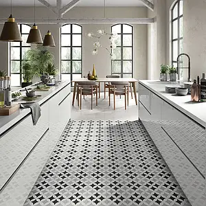 Background tile, Effect faux encaustic tiles, Color grey, Glazed porcelain stoneware, 20x20 cm, Finish antislip