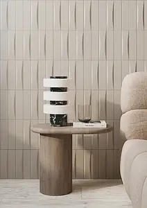 Background tile, Effect unicolor, Color beige,grey, Ceramics, 5x20 cm, Finish matte