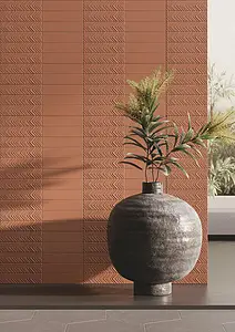 Bakgrunnsflis, Effekt ensfarget, Farge rød,brun, Keramikk, 5x20 cm, Overflate matt