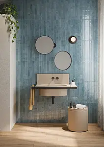 Background tile, Color sky blue, Glazed porcelain stoneware, 4.8x45 cm, Finish glossy