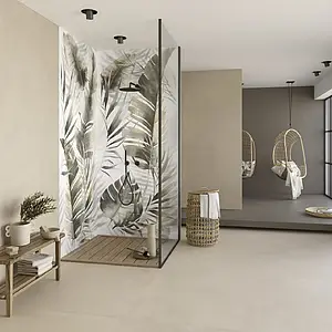 Azulejo base, Efecto hormigón, Color beige, Gres porcelánico no esmaltado, 120x278 cm, Acabado antideslizante