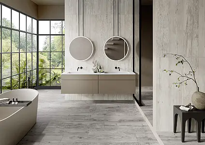 Background tile, Effect wood, Color grey,white, Glazed porcelain stoneware, 24x120 cm, Finish antislip