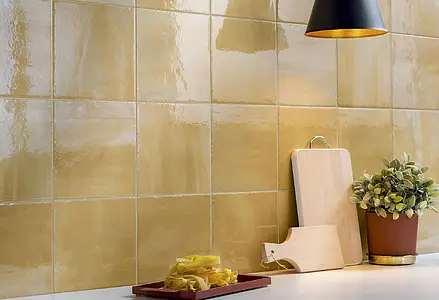 Background tile, Effect unicolor, Color yellow, Glazed porcelain stoneware, 20x20 cm, Finish glossy