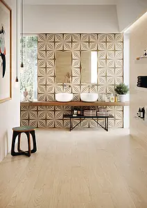 Bakgrundskakel, Textur trä, Färg beige, Glaserad granitkeramik, 20x120 cm, Yta matt