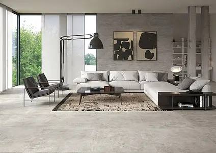 Grundflise, Effekt beton, Farve grå, Glaseret porcelænsstentøj, 100x100 cm, Overflade skridsikker