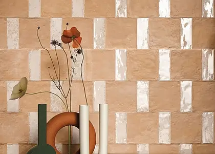 Background tile, Effect terracotta, Color pink, Glazed porcelain stoneware, 20x20 cm, Finish antislip