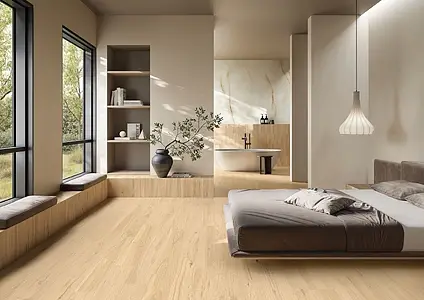 Background tile, Effect wood, Color beige, Glazed porcelain stoneware, 5.3x30 cm, Finish antislip