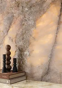Grundflise, Effekt anden marmor, Farve brun, Glaseret porcelænsstentøj, 120x278 cm, Overflade poleret