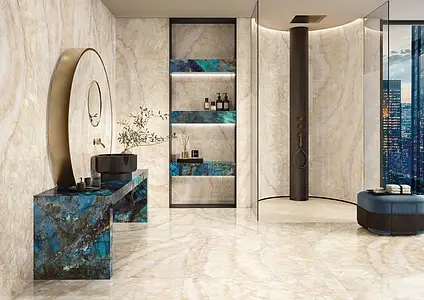 Grundflise, Effekt anden marmor, Farve beige, Glaseret porcelænsstentøj, 120x278 cm, Overflade poleret