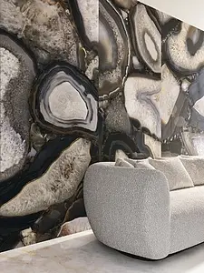 Bakgrundskakel, Textur sten,agat, Färg flerfärgade, Glaserad granitkeramik, 120x278 cm, Yta polerad