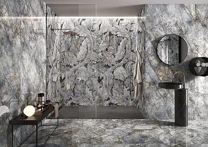 Bakgrundskakel, Textur sten,other marbles, Färg grå, Glaserad granitkeramik, 120x278 cm, Yta polerad