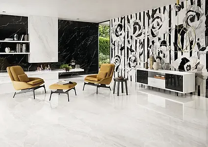 Background tile, Effect stone,other marbles, Color black, Glazed porcelain stoneware, 120x278 cm, Finish polished