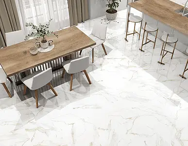 Basistegels, Look calacatta, Kleur beige, Keramiek, 60.5x60.5 cm, Oppervlak glanzend