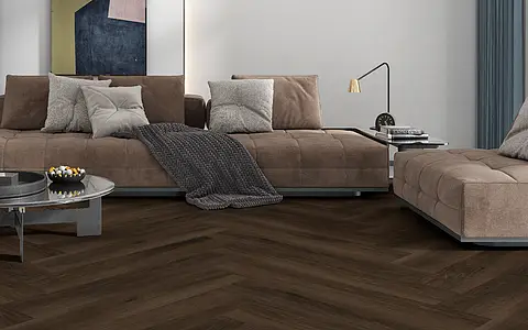 Background tile, Effect wood, Color brown, Glazed porcelain stoneware, 23.3x120 cm, Finish antislip