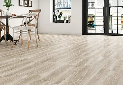 Background tile, Effect wood, Color beige, Glazed porcelain stoneware, 23.3x120 cm, Finish antislip