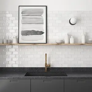 Background tile, Color white, Style zellige, Ceramics, 7.5x15 cm, Finish glossy