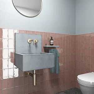Background tile, Color pink, Style zellige, Ceramics, 7.5x15 cm, Finish glossy