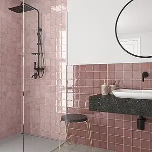 Colore rosa, Stile zellige, Piastrella di fondo, Ceramica, 10x10 cm, Superficie lucida