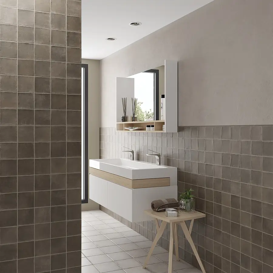 Background tile, Color brown, Glazed porcelain stoneware, 10x10 cm, Finish antislip