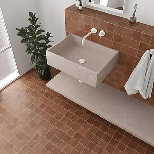 Background tile, Color red,brown, Glazed porcelain stoneware, 10x10 cm, Finish antislip