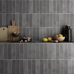 Effect brick, Color grey, Background tile, Glazed porcelain stoneware, 6x24.6 cm, Finish matte