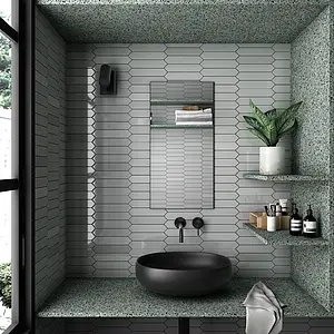 Background tile, Color grey, Ceramics, 5x25 cm, Finish glossy