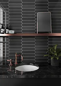 Background tile, Color black, Ceramics, 5x25 cm, Finish glossy