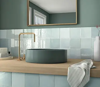 Background tile, Color sky blue, Style zellige, Ceramics, 13.2x13.2 cm, Finish glossy