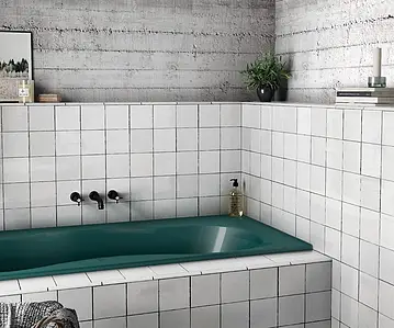 Background tile, Color white, Style zellige, Ceramics, 13.2x13.2 cm, Finish glossy