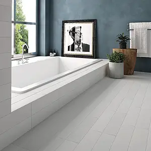 Фоновая плитка, Цвет белый, Глазурованный керамогранит, 9.2x36.8 см, Поверхность противоскользящая