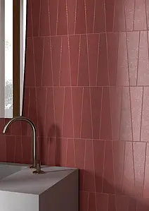 Background tile, Color red, Glazed porcelain stoneware, 5.6x22.4 cm, Finish matte