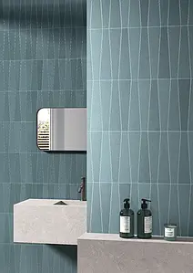 Background tile, Color navy blue, Glazed porcelain stoneware, 5.6x22.4 cm, Finish matte