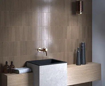 Background tile, Color brown, Glazed porcelain stoneware, 5.6x22.4 cm, Finish matte