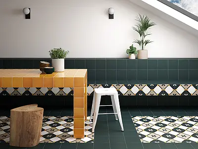 Background tile, Effect unicolor, Color green, Glazed porcelain stoneware, 20x20 cm, Finish antislip