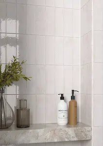 Background tile, Color white, Glazed porcelain stoneware, 6x18.6 cm, Finish glossy