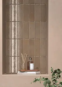 Background tile, Color brown, Glazed porcelain stoneware, 6x18.6 cm, Finish glossy