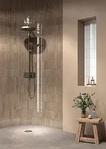 Background tile, Color brown, Glazed porcelain stoneware, 6x18.6 cm, Finish glossy