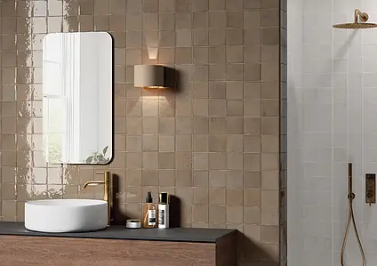 Background tile, Color brown, Glazed porcelain stoneware, 10x10 cm, Finish glossy