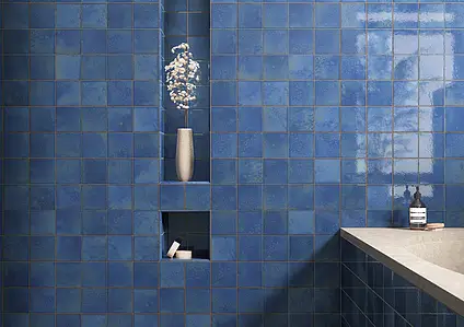 Background tile, Color navy blue, Glazed porcelain stoneware, 10x10 cm, Finish glossy