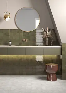 Background tile, Color green, Glazed porcelain stoneware, 10x10 cm, Finish glossy